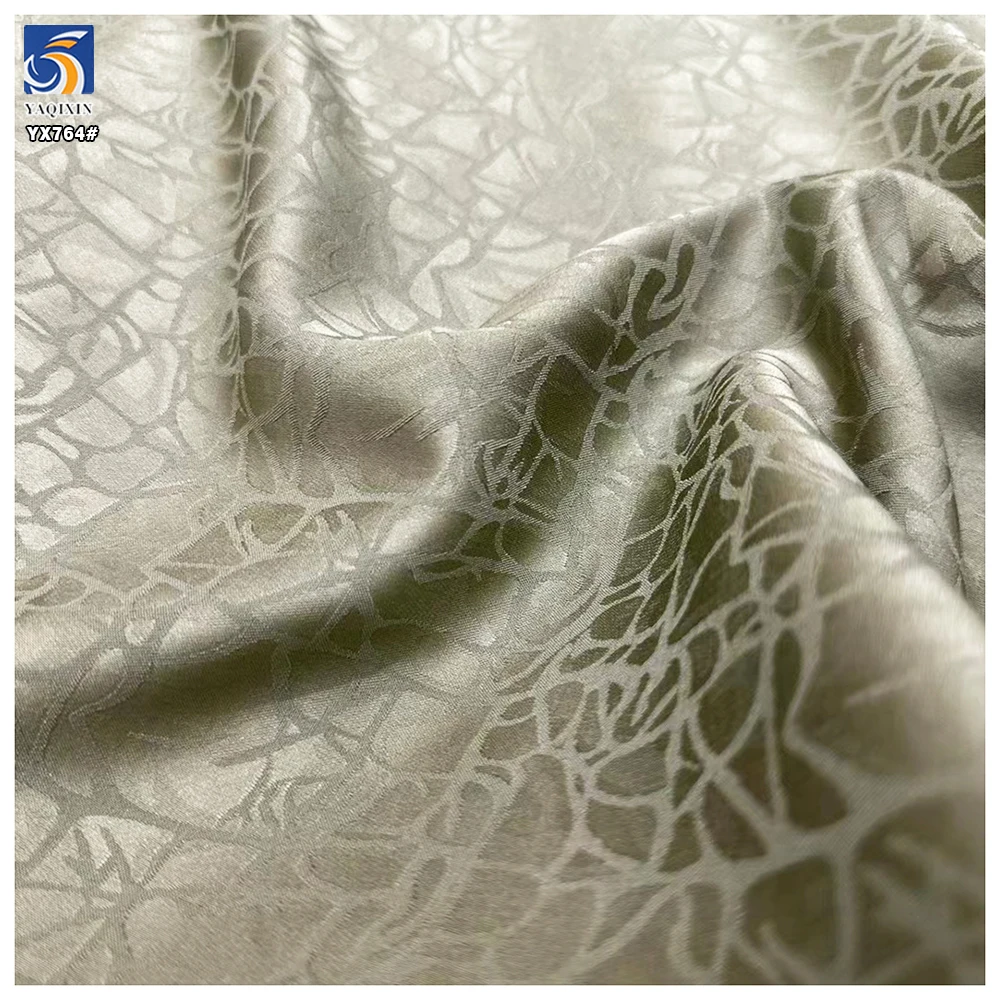 YX764 Novel Design Jacquard Polyester Fabric Satin Elastic Stretch Satin Garments Imitation Acetate Jacquard Fabric - 图片 4