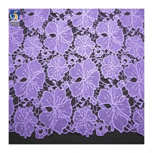 YX926 130gsm Purple Polyester Milk Silk Water-Soluble Embroidery Lace Fabric Flower Lace Fabrics for Woman Skirts