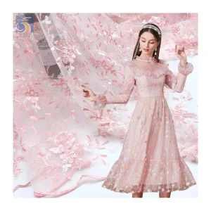 YX2707 Industry Competitive Price Tulle Polyester Embroidery Fabric Floral Lace Fabric for Woman