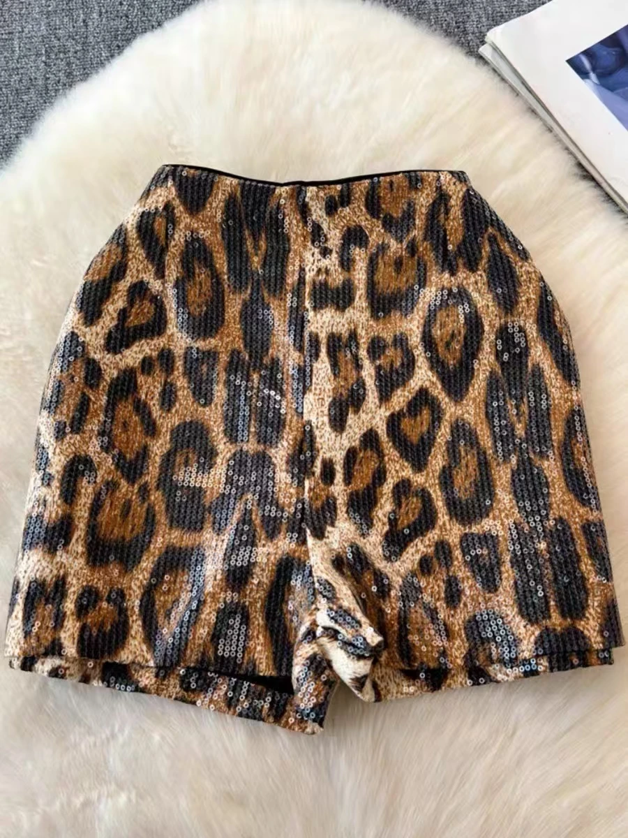 YX535-1 Best Selling Leopard Print Fabric Width 140cm Weight 180gsm Chiffon Sequin Fabric Printed Leopard Design - 图片 3