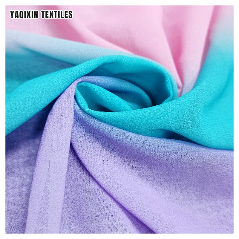 TH706-2 YAQIXIN Textile Designer Luxury Poly Material Gradient Dye Woven Pearl Chiffon Fabric for Wedding Decoration - 图片 4