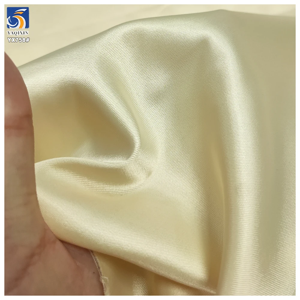 YX758 150gsm Soft Shiny Glossy Satin Fabric High-Density Super Soft Smooth Satin 100% Polyester Beige Fabric for Women - 图片 6