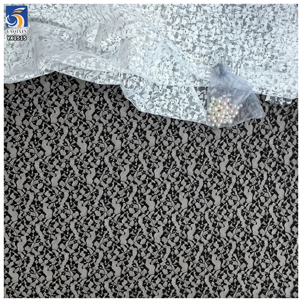 YX1515 Wholesale 100% Polyester White Floral Lace Fabric Chantilly Lace for Bridal Dress Gown and Ladies Dress - 图片 4