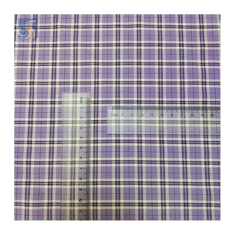 KL506 2025 New Arrival Purple Small Checkered Fabric Elastic Yarn Dyed Plaid Casual Suit Fabric - 图片 3
