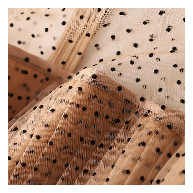 DX161 Flocked Mesh Polka Dot Tulle Lace Net Fabric for Making Wedding Dress - 图片 3