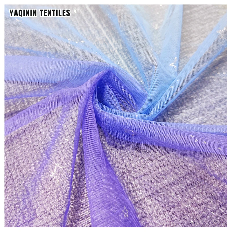 JJ22504 Purple Blue White 3Color Soft Polyester Mesh Tulle Fabric Ombre Skirt Dress Shiny Glitter Star Tulle Beautiful Fabric - 图片 4