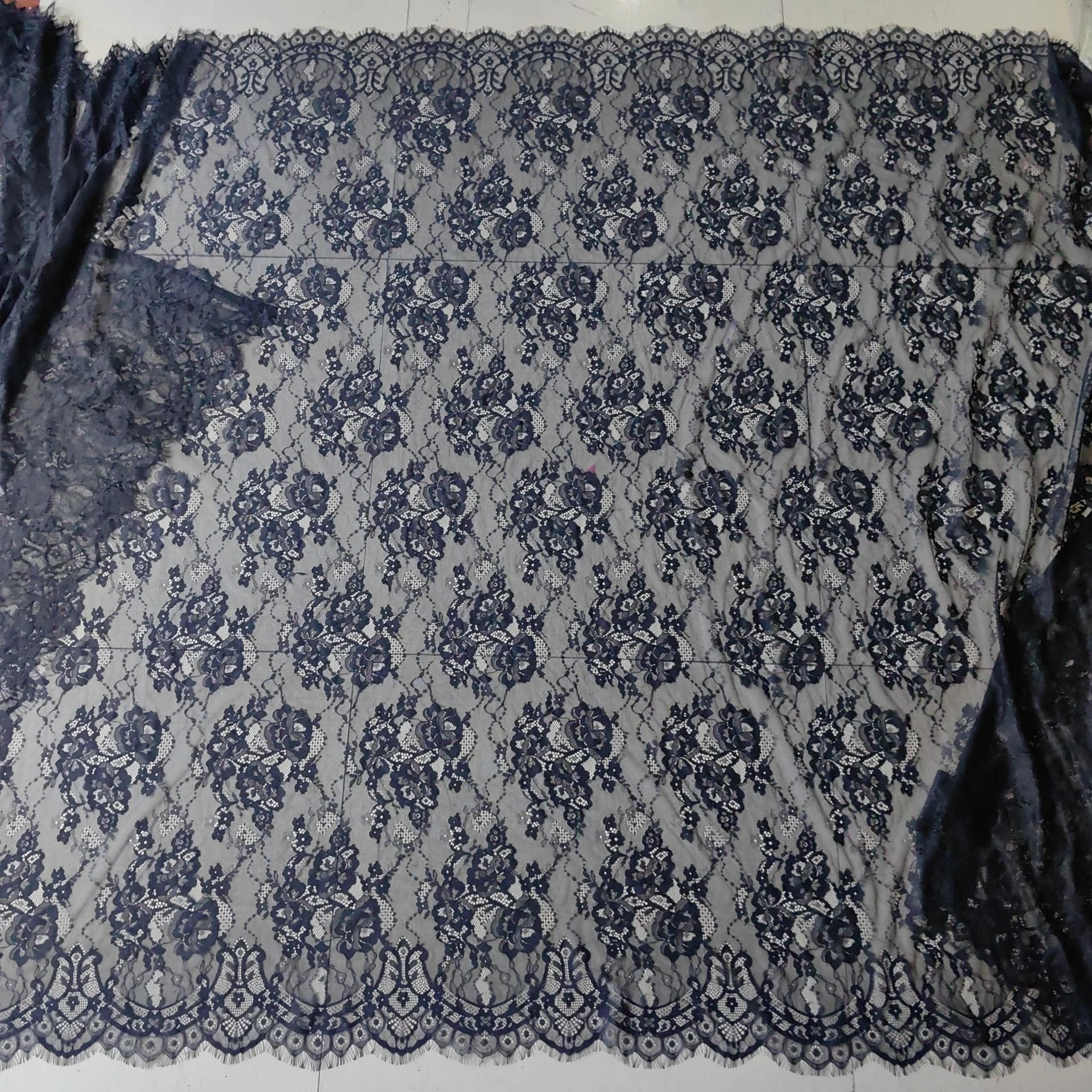 YX941 300cm*150cm 100% Nylon Eyelash Lace Fabric Black and White Dress Wedding Dress Eyelash Lace Fabrics Textile Customized - 图片 6