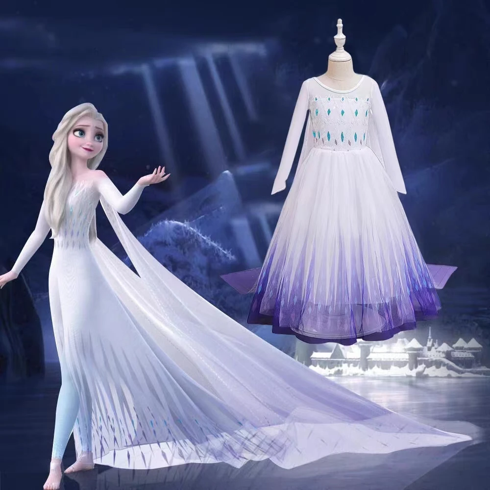 KT16 Wholesale Mesh Tulle Print Fabric Elsa Dress up Girls Fancy Cosplay Kids Princess Tulle Printed Dress Fabric - 图片 5