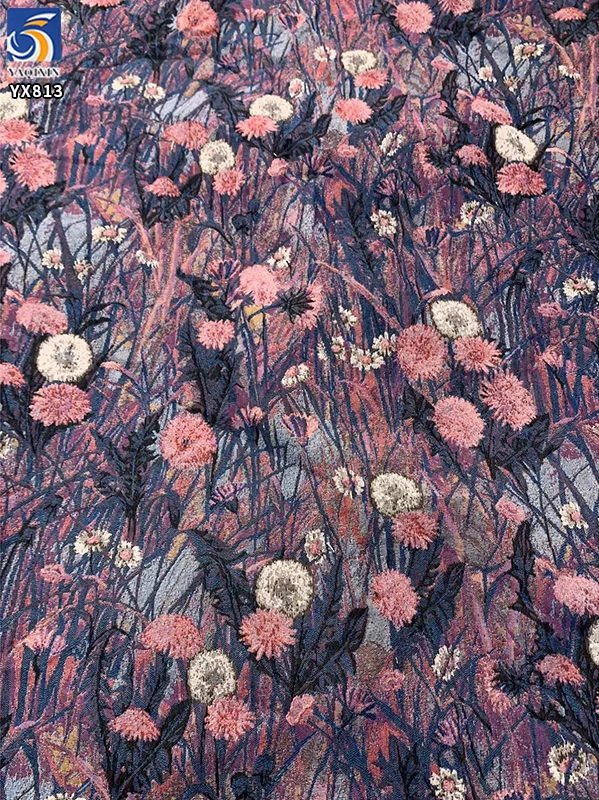 YX813 Custom Home Textiles Clothing Yarn Dyed Jacquard Fabric European Art Florals Colorful Yarn-Dyed Jacquard Fabric - 图片 6