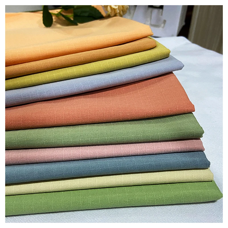 Summer New 200gsm Dyed Sand Washed Cotton Bead Canvas Fabric for Sales Men Casual Windbreaker Shorts Fabric - 图片 3