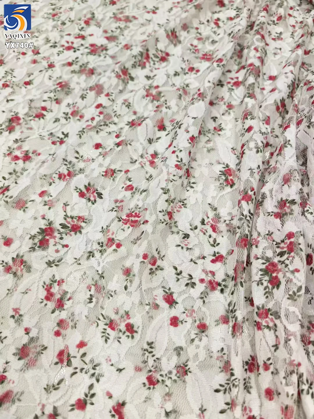 YX740 Ready-made Wholesale Prices Chantilly Lace Fabric Colorful Floral Mesh Lace Fabric Print for Dress French - 图片 5