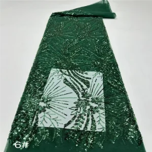 YX954 Cheap Green Africa Ghana Nigeria Tulle Lace Fabrics Polyester Tulle Mesh Sequin Glitter Lace Fabric Textile 2026