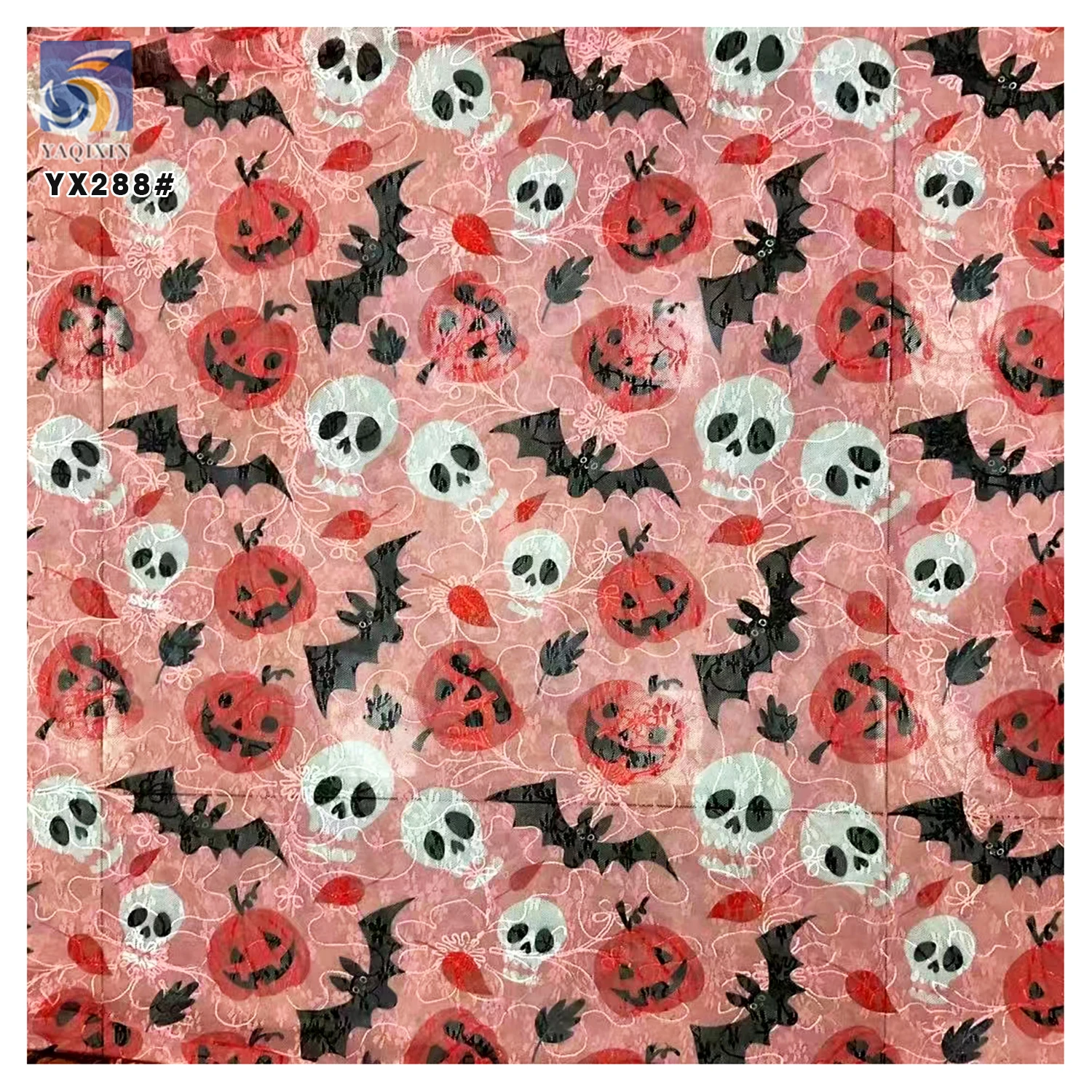 YX288 Novel and Unique Fabrics 100% Polyester Lace Sequin Print Halloween Clown Print Mesh Tulle Fabric - 图片 5