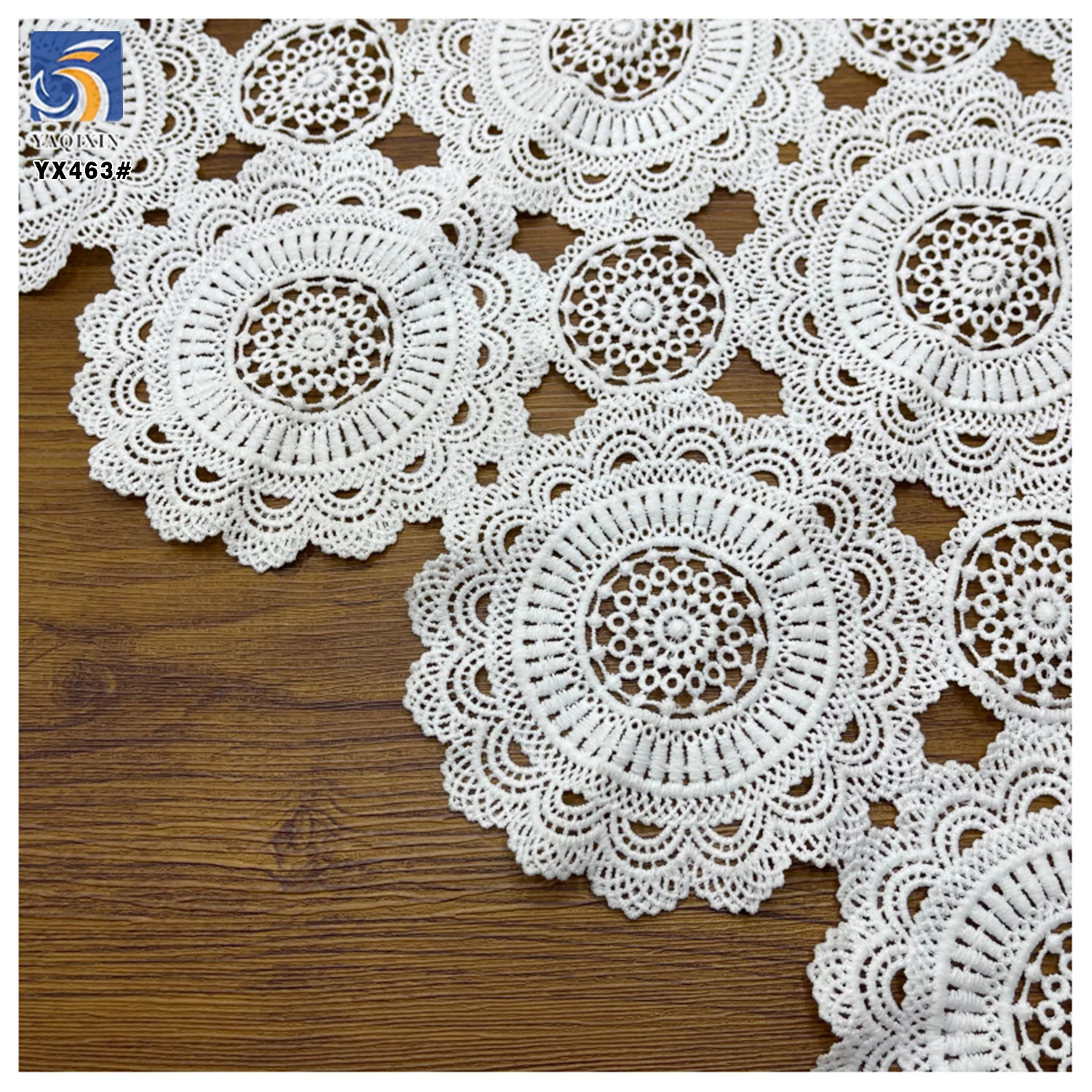 YX463 New Design Milk Silk Lace Water Soluble Lace Fabric Hollow White Lace Fabric for Clothing Wedding Dress - 图片 3