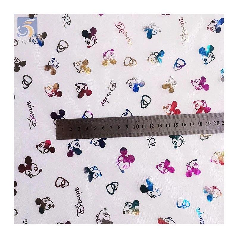 American Amusement Park Design Fabric Polyester Colorful Foil Printed Mickey Mouse Tulle Fabric for Girl Skirt - 图片 5