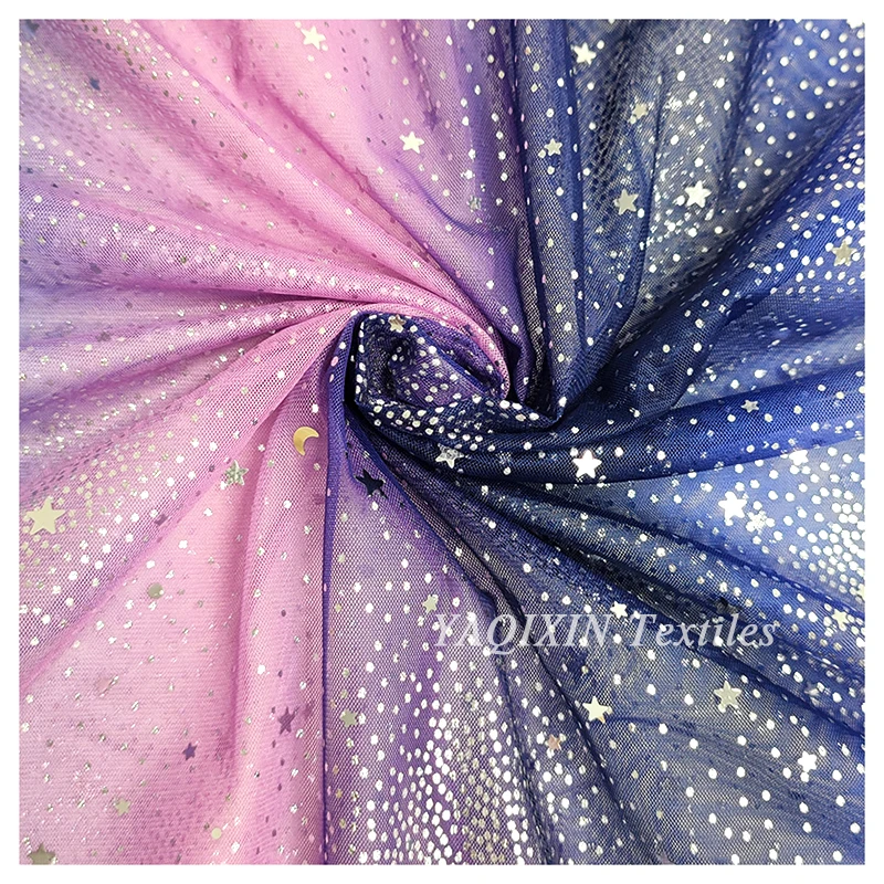YX2118 Customized Purple Star Sequin Mesh Princess Dress Fabric Fashion Children's Halloween for Girls Made From China - 图片 6