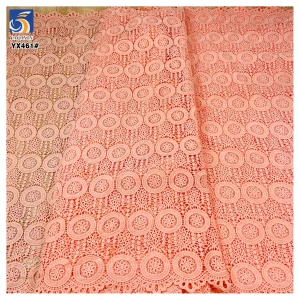 YX461 Solid Color Width 110cm 100 Polyester Lace Fabric Custom Water Soluble Lace Milk Silk Fabric - 100% Polyester, 230...