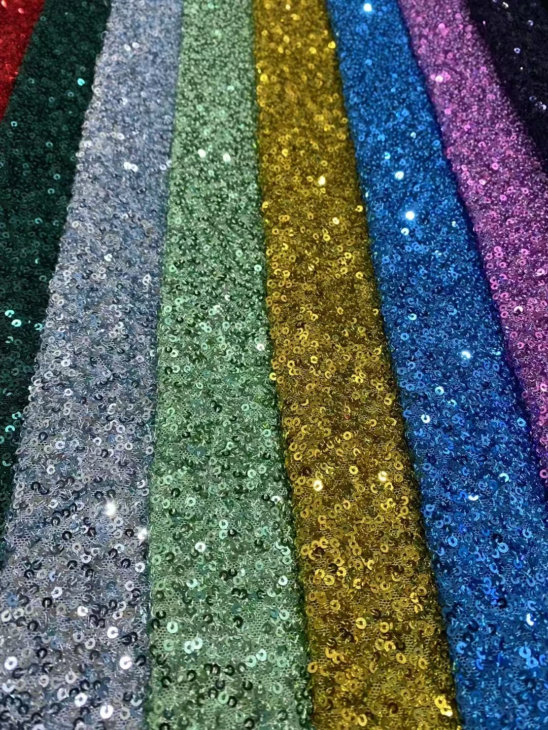 YX2644-2 China Sequin Fabric Low Moq Cheap Black Spandex Stretch Sequin Fabrics for Clothing - 图片 6