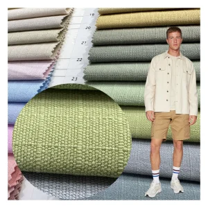 Summer New 200gsm Dyed Sand Washed Cotton Bead Canvas Fabric for Sales Men Casual Windbreaker Shorts Fabric