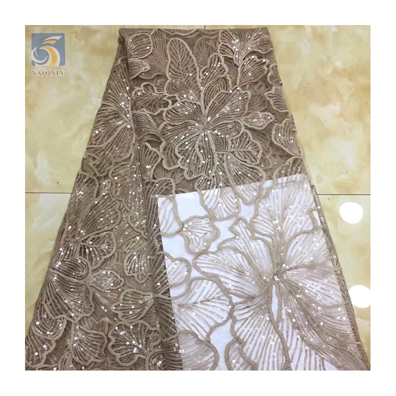 YX2703 2025 New Fashion Lace Fabric for Woman Big Flowers Embroidery Lace Fabric With Sequins - 图片 4