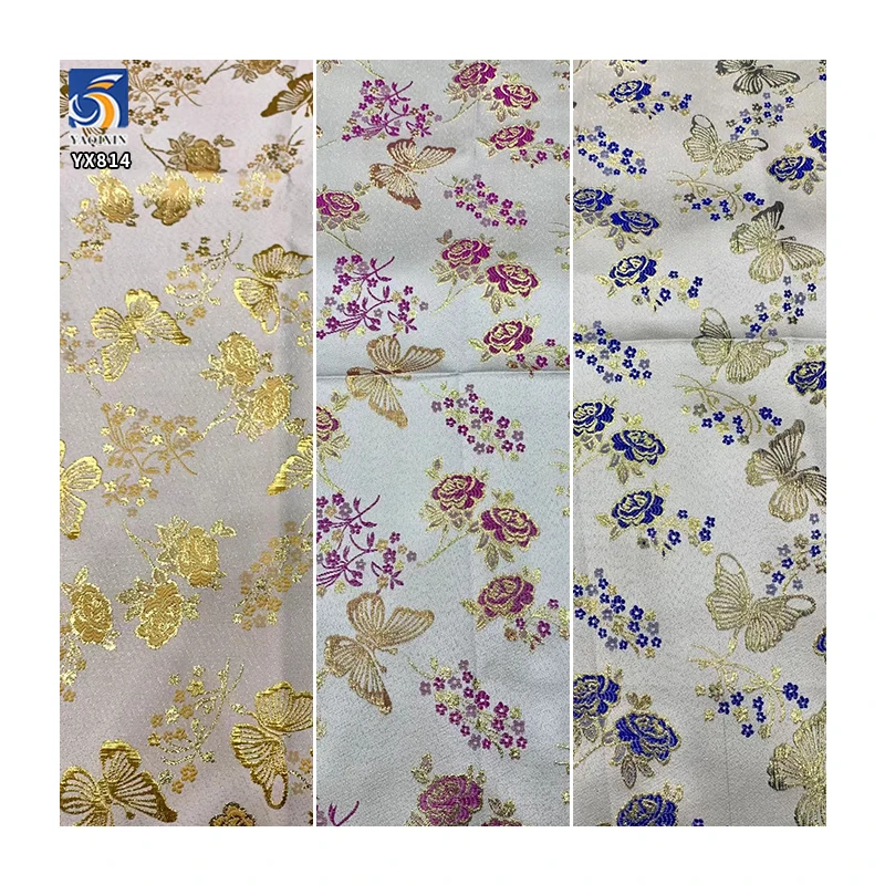 YX814 200gsm Luxury Style 60% Polyester 40% Cotton Butterfly and Flower Design Jacquard Brocade Fabric for African Dress - 图片 5