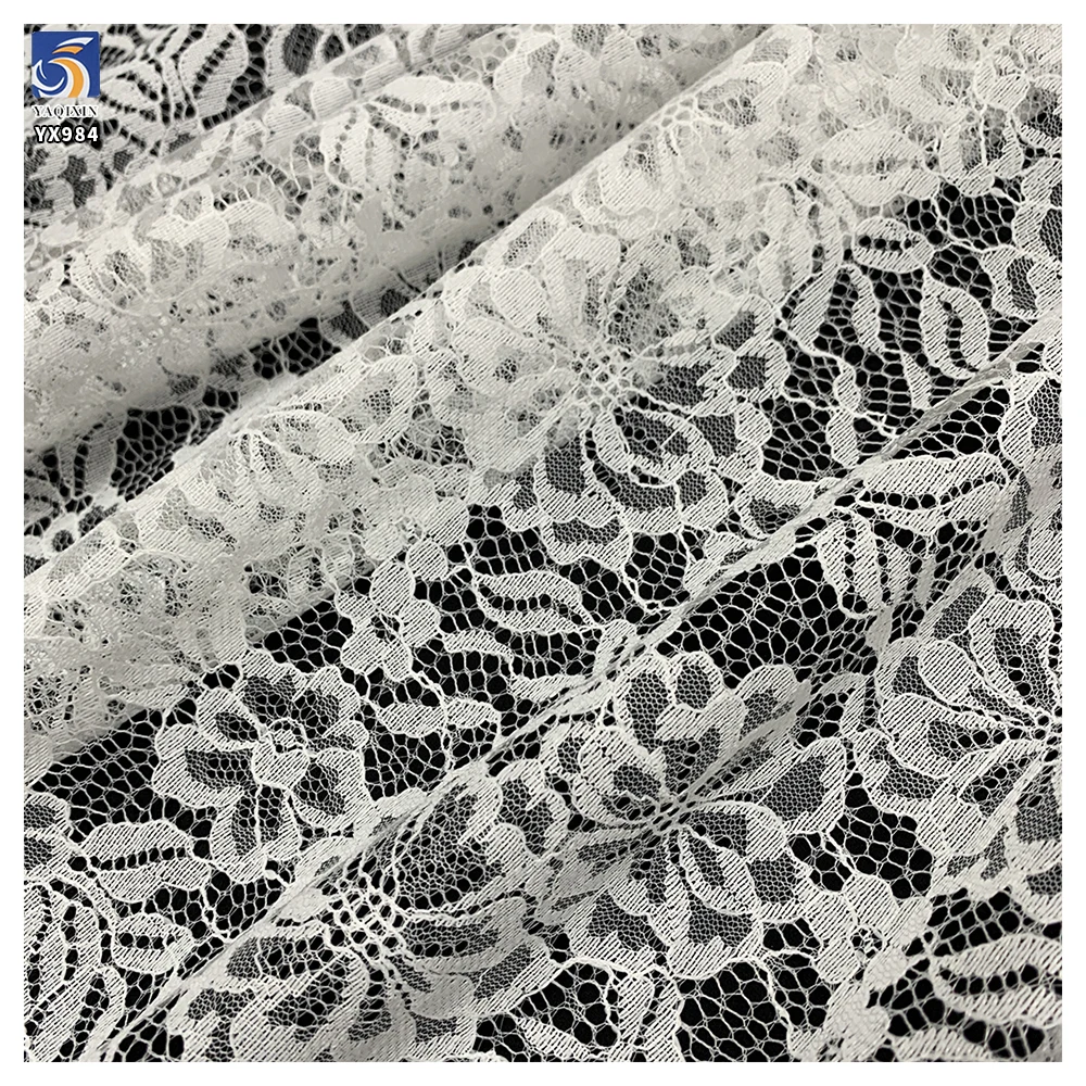 YX984 Non-Stretch Jacquard Mesh Lace Fabric Chantilly Lace Fabric Women's Tops, Underwear, and Dresses White Lace Fabrics - 图片 4