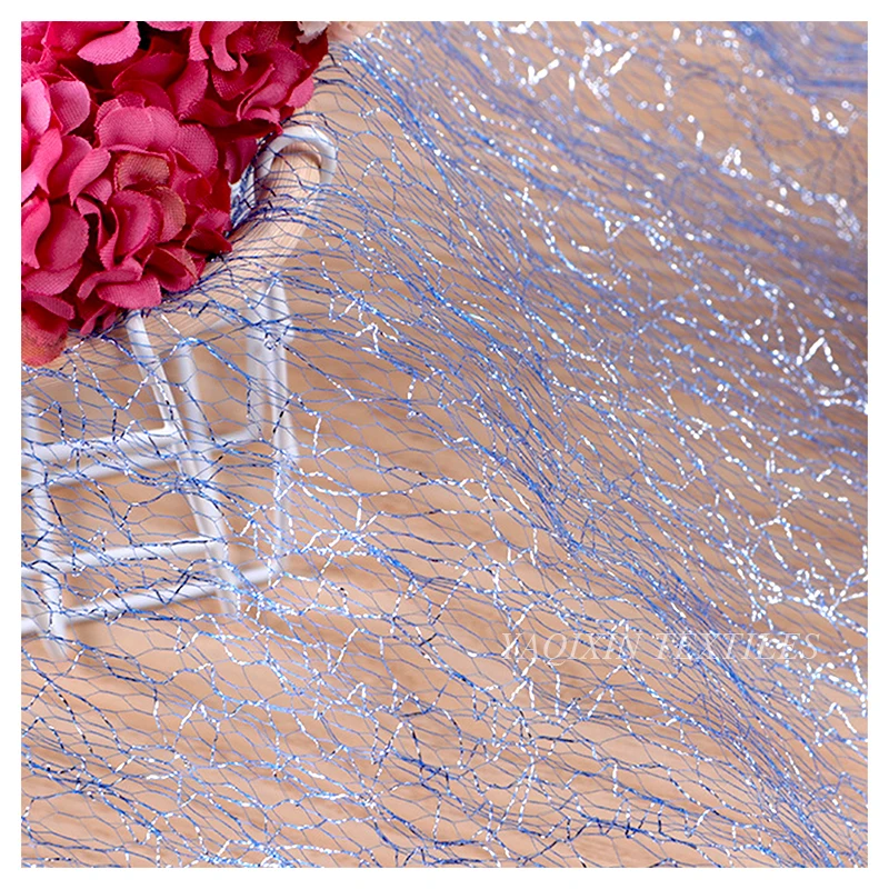 New Arrival 25gsm Nylon Bright Shiny Lightning Mesh Tulle Fabric Glitter Lace Wedding Bridal Dress Net Lace Fabric - 图片 3
