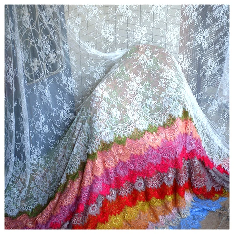 YX6042 Wholesale Zeal Elegant White Lace Fabric With Delicate Floral Patterns Poly Eyelash Lace Fabric for Skirt Tablecloth - 图片 6