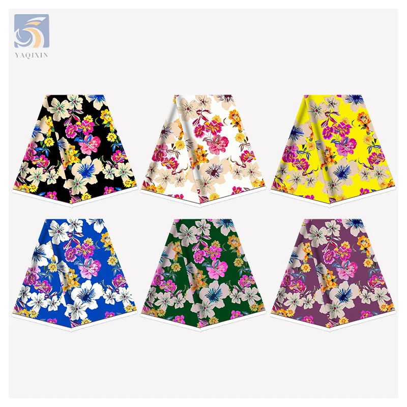 Popular Ladies Summer Garment Printed Fabric Lawn Oriental Flowers Pattern Design Print 100% Polyester Fabric - 图片 3