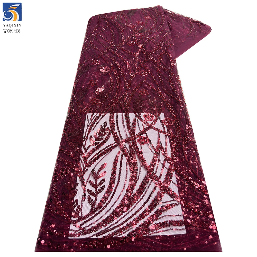 YX943 Customized Europe France Paris London Sequin Lace Fabric Glitter Sequin Shiny Lace Fabric for High-End Party Skirts - 图片 6