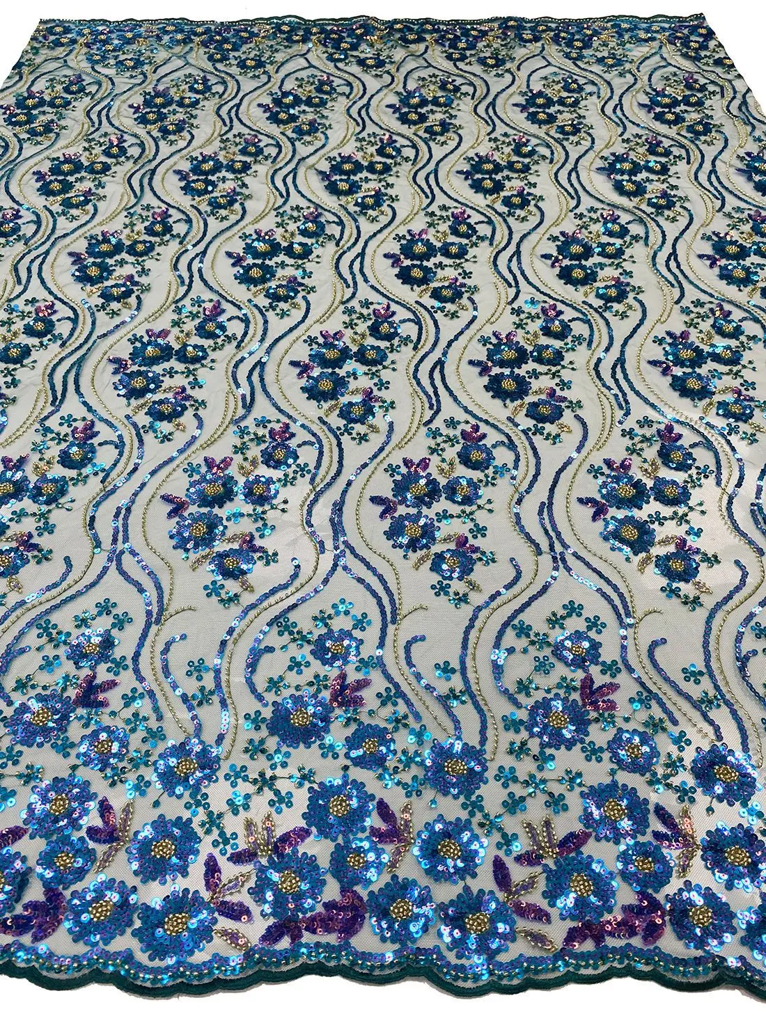 YX2411 Wholesale Luxury Glitter 100%Polvester Mesh Guipure Embroidered Bridal Wedding Party_ace Sequin Africa Fabrics - 图片 3