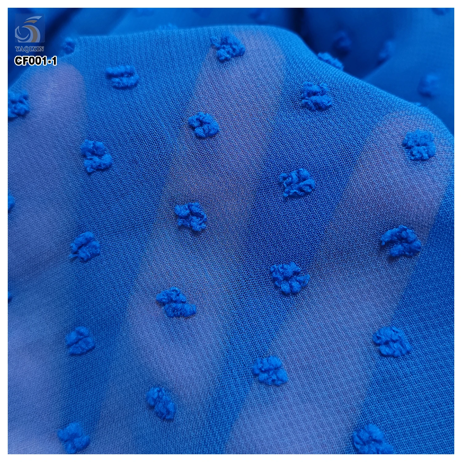 CF001-1 China Wholesale Chiffon Fabric White Pure 100% Polyester Soft Jacquard Dots Chiffon Fabric - 图片 5
