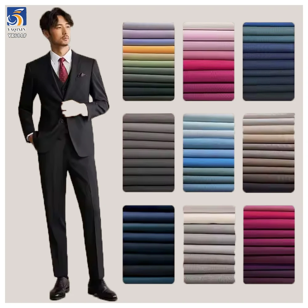 YX684 Wholesale 80% Polyester 20% Viscose Suit Fabric for Men Soft Dyed Twill Pants Fabric Uniform Man Suit Fabric