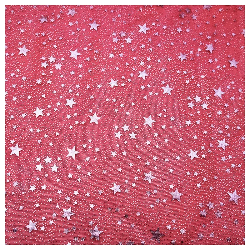 2025 Christmas Party Decoration Tulle Fabric Cute Stars Design Printed Mesh Tulle Fabric - 图片 4