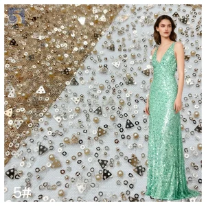 High Quality Lace Fabric With Beads and Pearl Shiny Sequin Embroidery Beaded Lace Fabric Luxury for Weddings