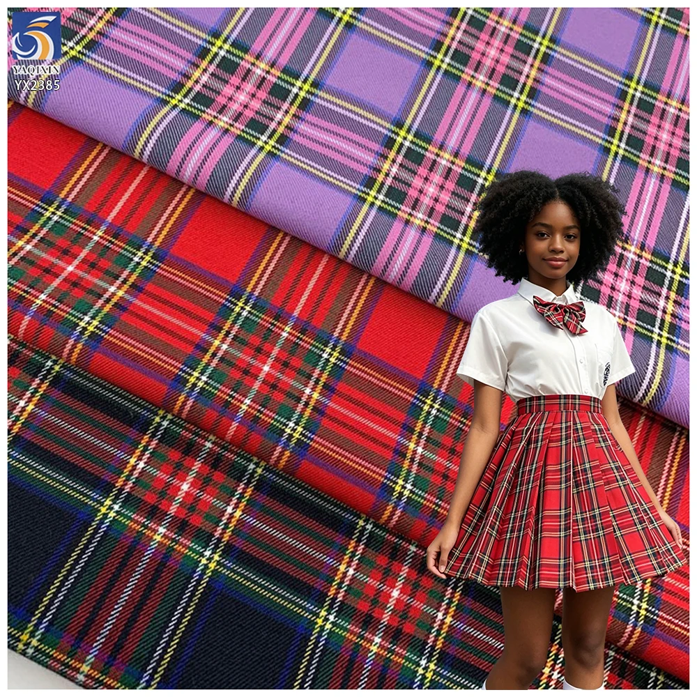 Stock 60 Polyester 40 Cotton Fabric 31888 Standard TC Yarn Dyed Fabric Stock British Dress Scottish Plaid Fabric