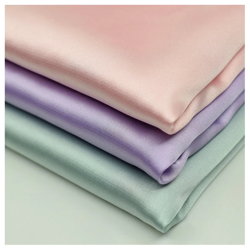 YX30 Wholesale 105gsm Soft 92% Polyester 8% Elastane Stretch Charmeuse English American Satin Fabric Rolls Textile - 图片 6