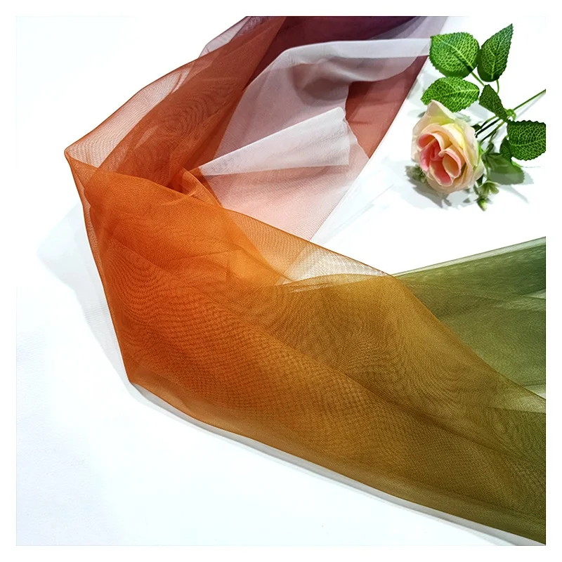 YX2029 New Summer Hot Knitted Tulle rainbow Shade Printing Mesh Nigeria Stretch Polyester Mesh Fabric - 图片 4