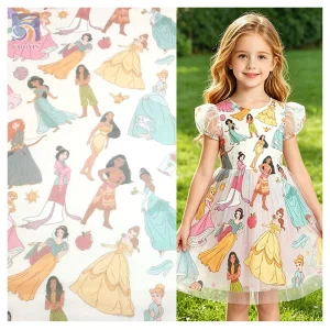 YX2095-1 Soft Tulle Custom Printed Princess Pattern European and American Children's Fabric