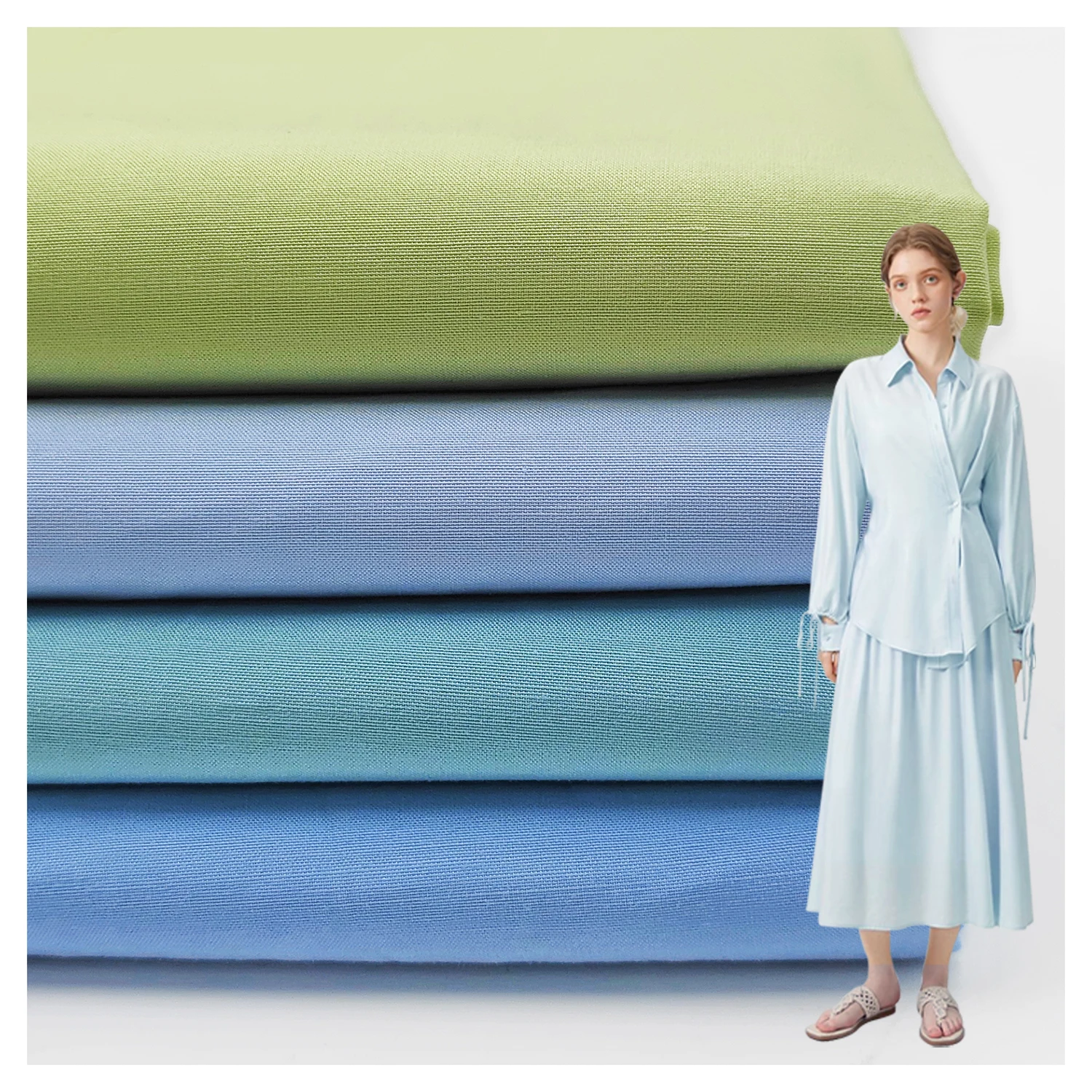 A2196 115gsm 50% Polyester 50% Cotton Fabric Super Soft and Comfortable Woven Cotton Fabric for Women's Shirt