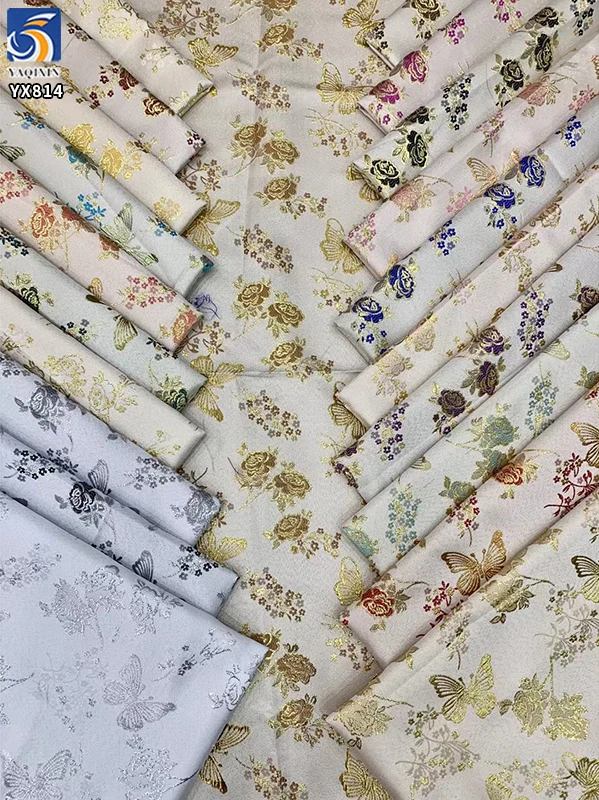 YX814 200gsm Luxury Style 60% Polyester 40% Cotton Butterfly and Flower Design Jacquard Brocade Fabric for African Dress - 图片 3