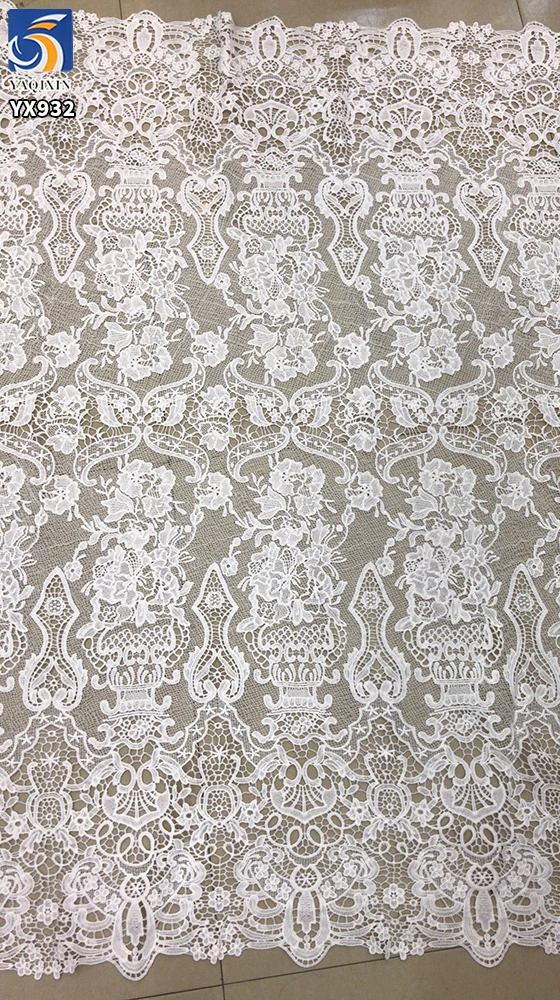 YX932 DIY Light Customization Pattern Water Soluble Lace Fabric Hollow Polyester Embroidery Milk Silk Lace Fabric - 图片 3