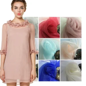 YS-005 Guangzhou Golden Supplier Prices Solid Organza Fabric Moss Crinkle Wrinkle Bubble Seersucker Organza Fabric
