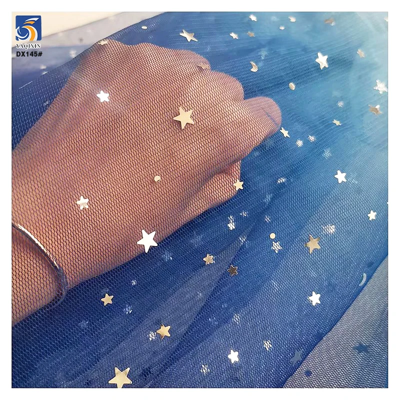 DX145 Wholesale Gradient Glitter Stars Sequin Tulle Mesh Fabric Ombre Stars Tulle Fabric for Girl Dress - 图片 4
