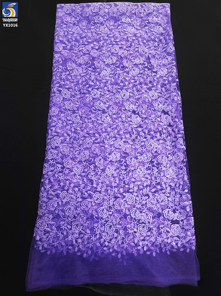 YX1016 Sample Embroidered Tulle Fabric in 7 Days Polyester Flower Pattern Embroidery Cheap Mesh Fabric Custom Clothing - 图片 6