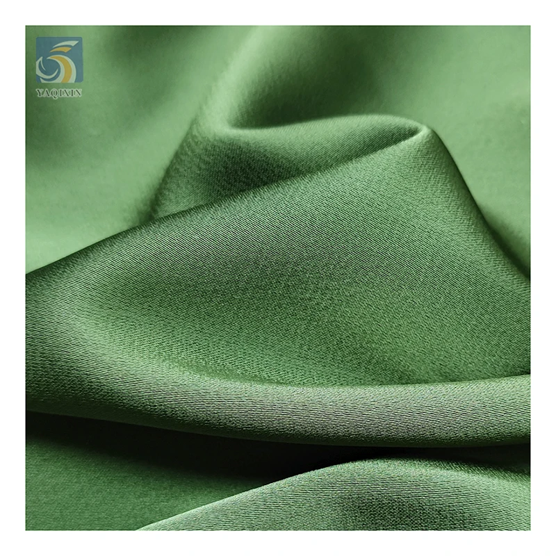 YX94 Green Dull Face Satin Fabric With Little Stretch Single Sided Hemp Acetate Satin Fabric for Woman Clothing - 图片 5
