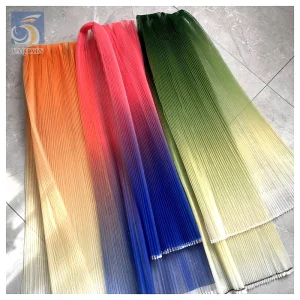 Gradient Stiff Hard Mesh Fabric Polyester Accordion Pleated Tulle Fabric Wedding Dress Background Dec Designer Fabric