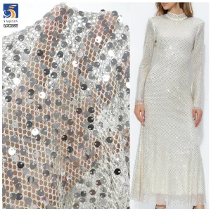 Multi Color Textiles Fabric Mesh Sequin Clothing Fabrics for Dress and Peaty