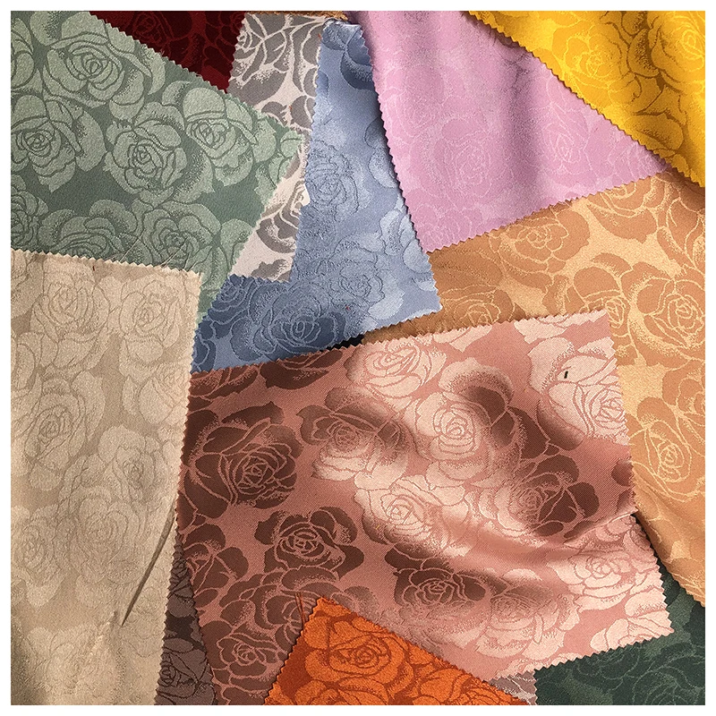 YX2275 Classic Rose Floral Jacquard Satin Fabric Chinese Traditional Hanfu Shirt Fabric - 图片 3