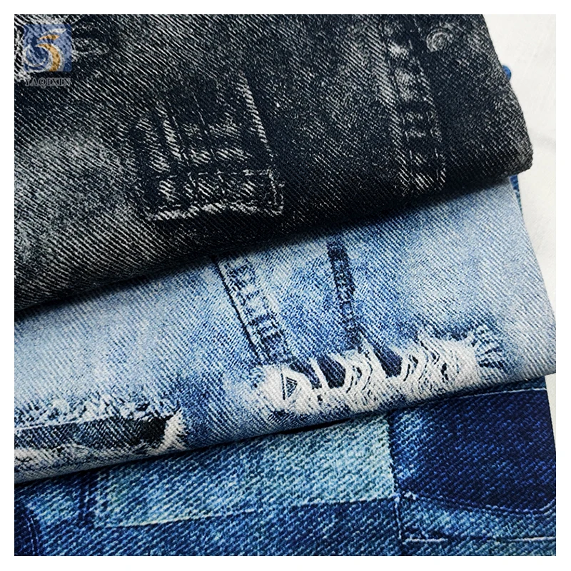 Guangzhou Denim Fabric Manufacturer Custom 100% Cotton Jacquard Printed Denim Fabric for Jacket 280gsm - 图片 3